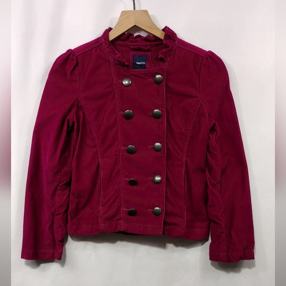 GAP Other - Gap Kids Corduroy Double Breasted Jacket Girls XL Burgundy Academia Preppy Y2K